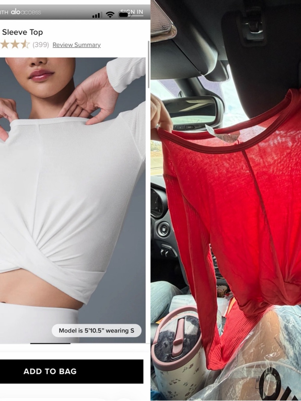 ALO Yoga Red Long-Sleeve Crop Top